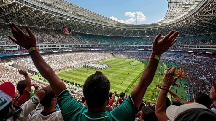 体育赛场观众席座无虚席热闹非凡